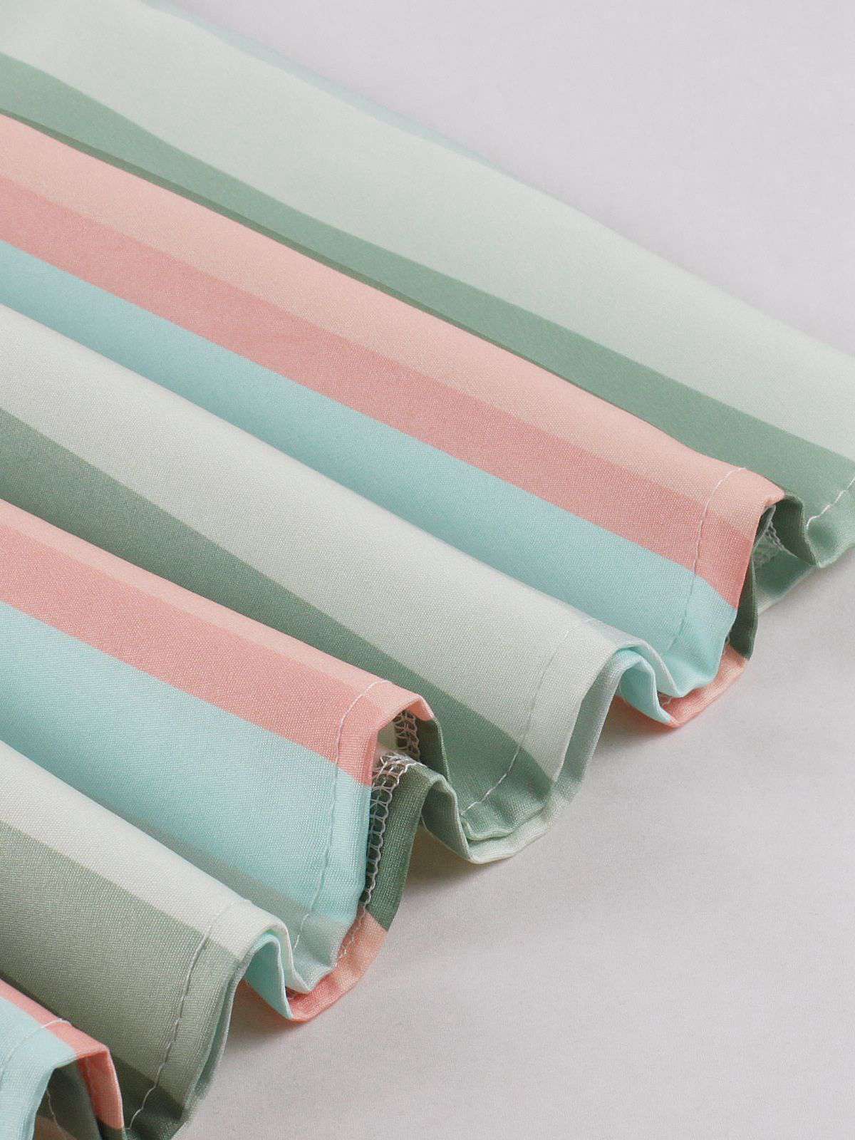 Gray Green 1950s Bow Colorful Stripe Skirt - Image 4