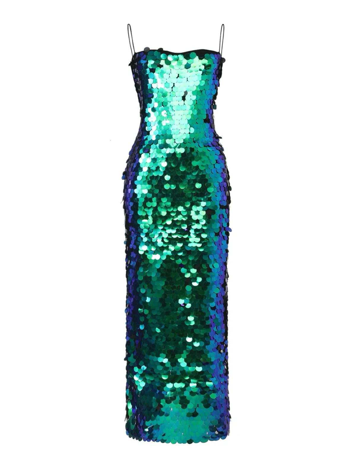 Green 1920s Sequin Evening Spaghetti Straps Dress - Image 2