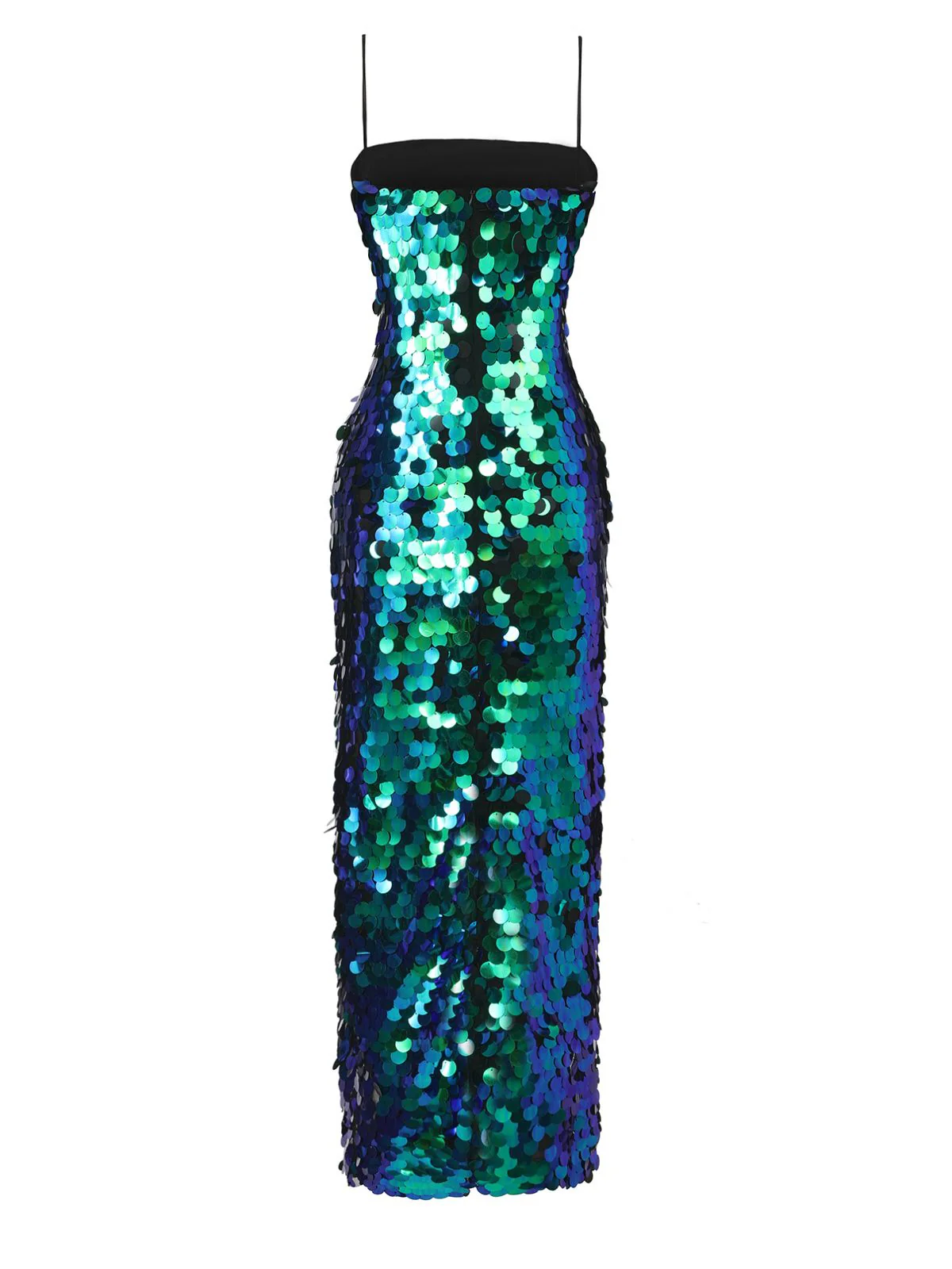 Green 1920s Sequin Evening Spaghetti Straps Dress - Image 3