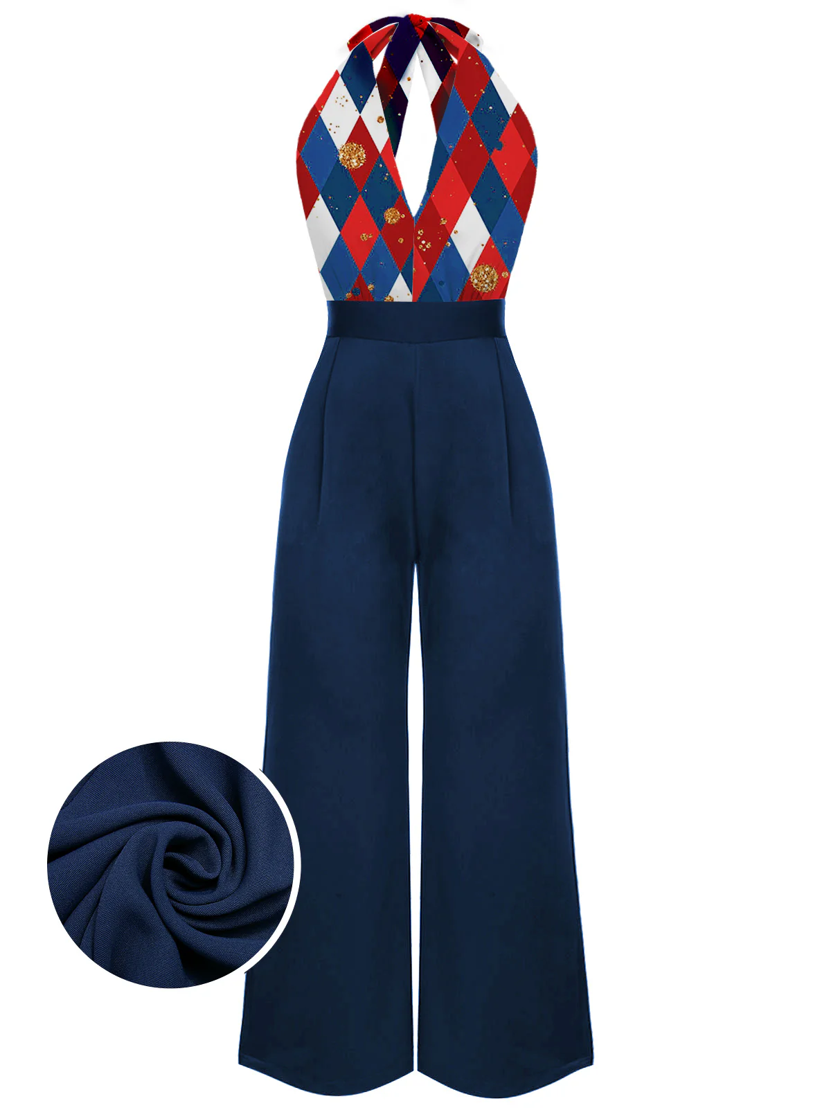 Green 1930s Christmas Plaid Lace Patchwork Jumpsuit - Image 14