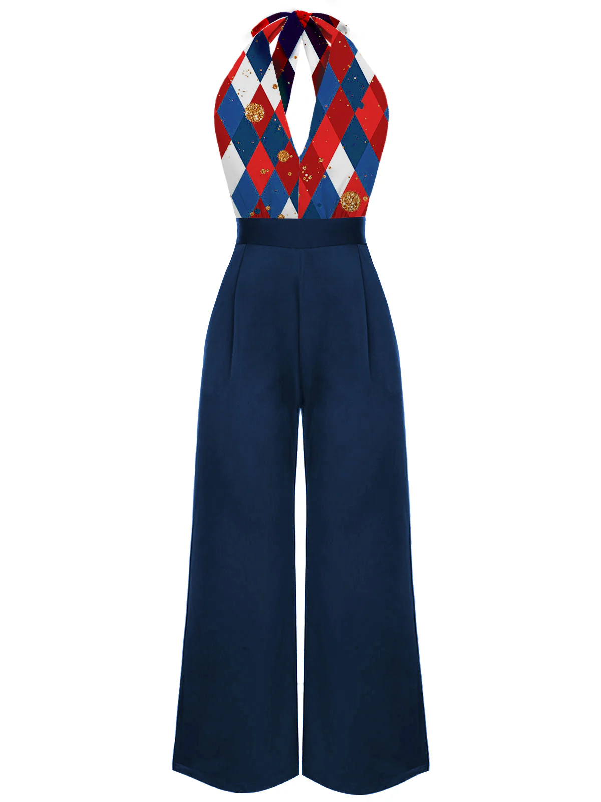 Green 1930s Christmas Plaid Lace Patchwork Jumpsuit - Image 15