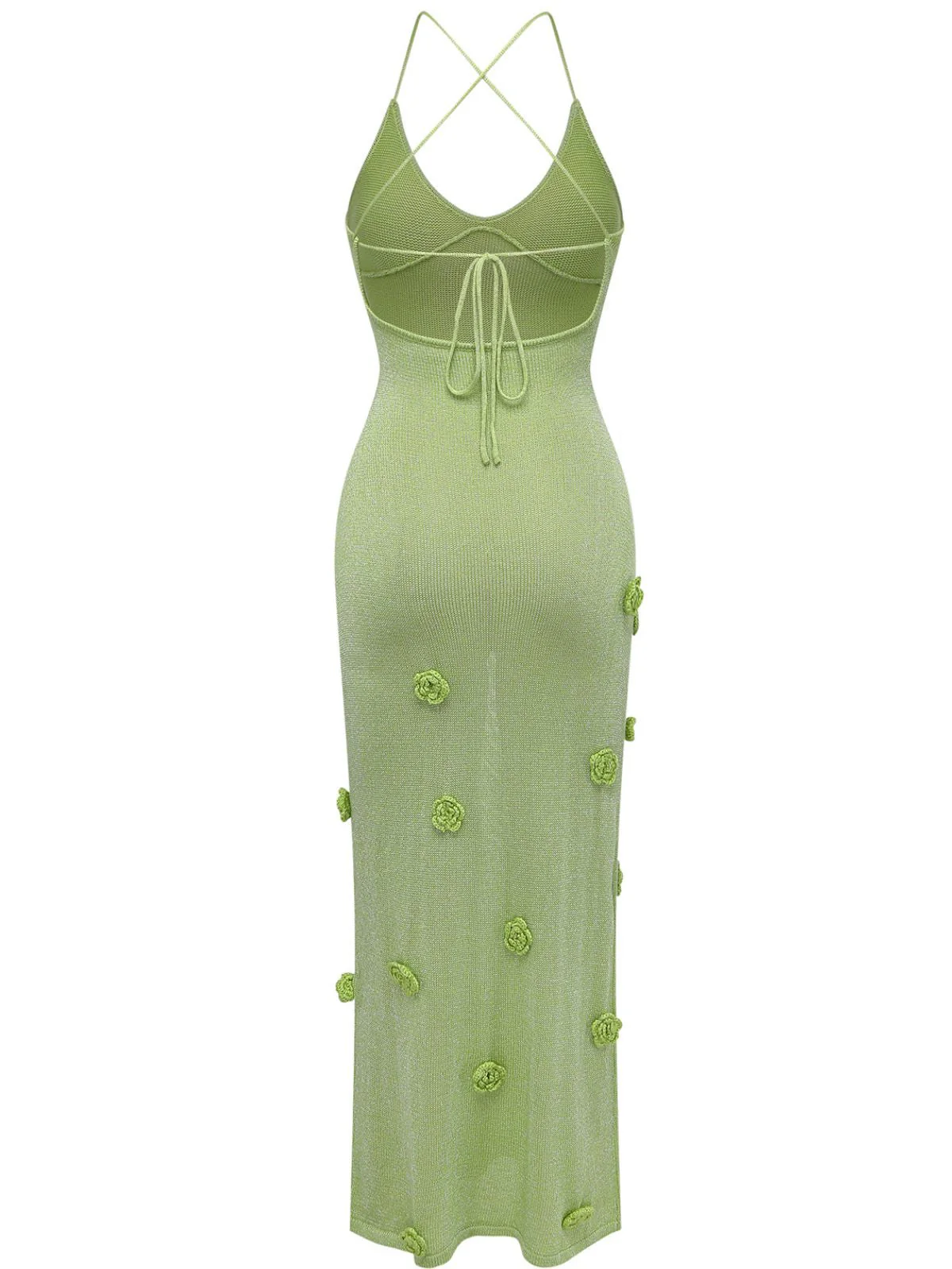 Green 1930s Crochet Knit Cover-Up Dress - Image 3