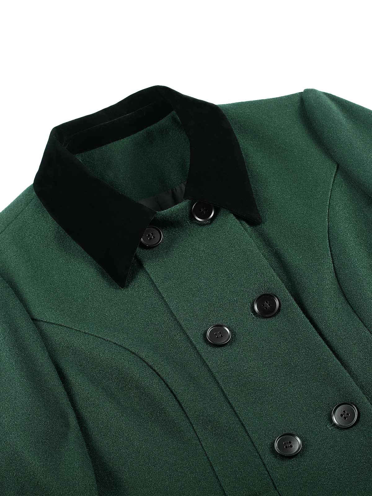 Green 1930s Double-Breasted Belted Coat With Cape - Image 5