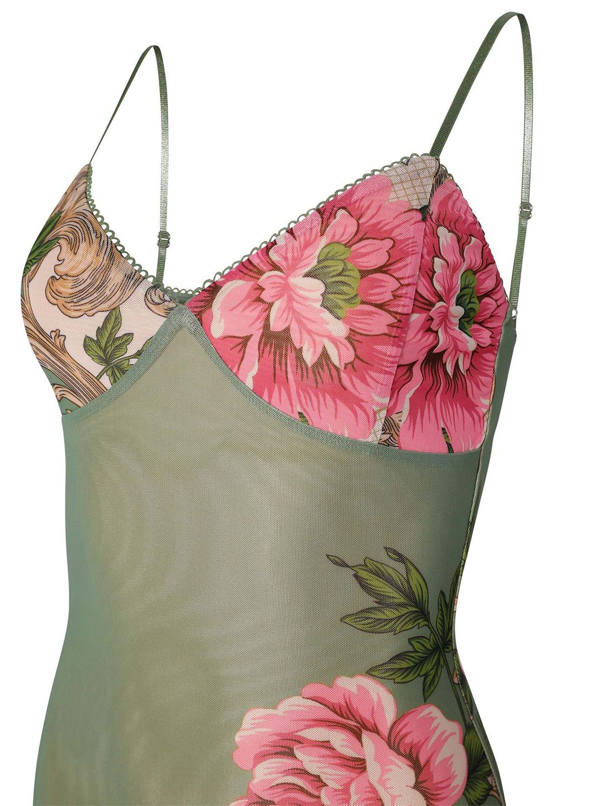 Green 1930s Floral Spaghetti Strap Bodycon Maxi Dress - Image 4