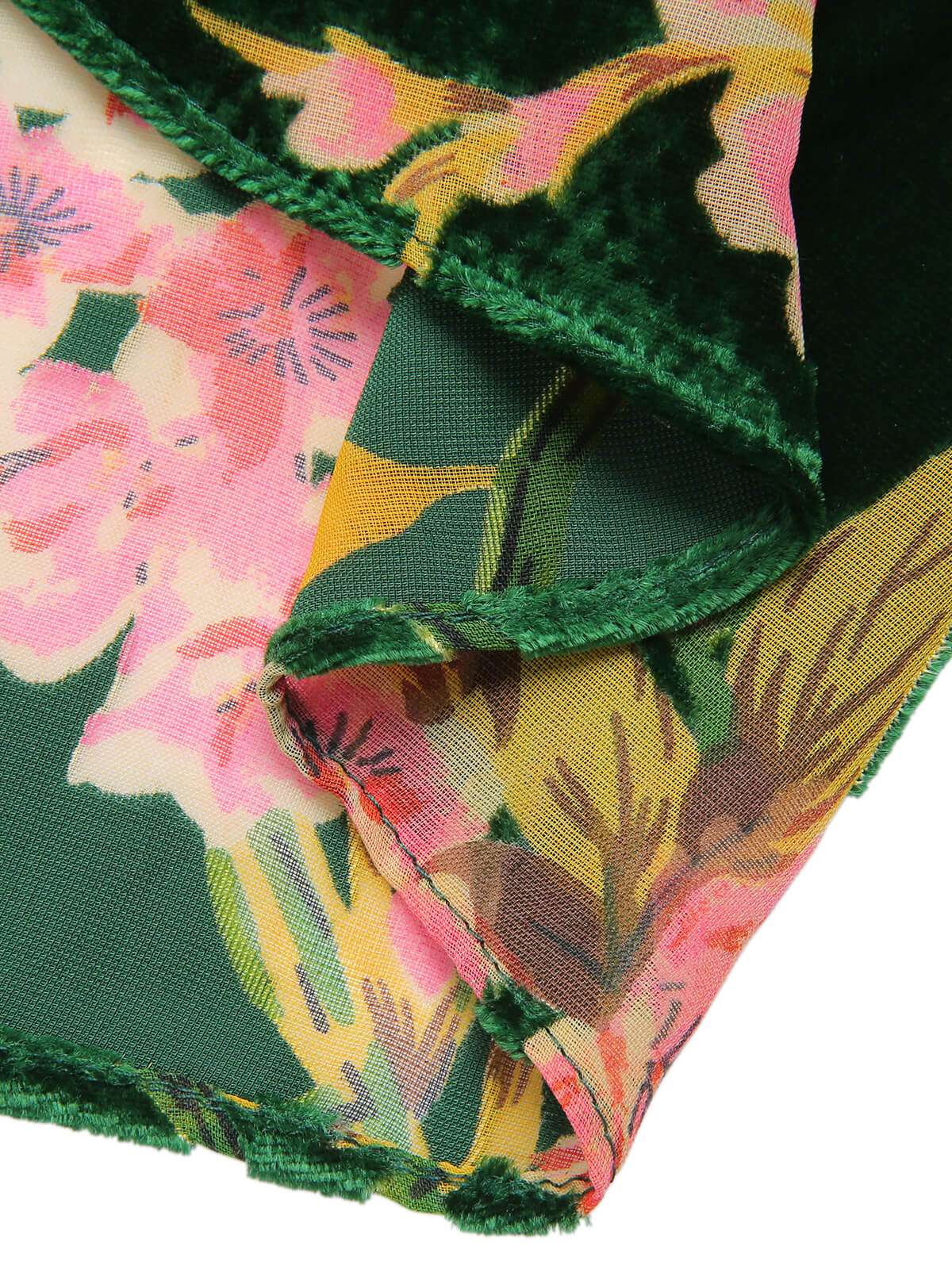 Green 1930s Floral Velvet Sleeveless Dress - Image 6