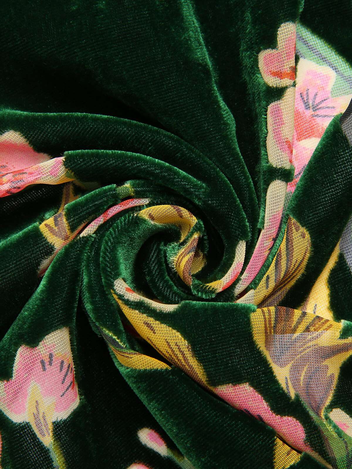 Green 1930s Floral Velvet Sleeveless Dress - Image 7
