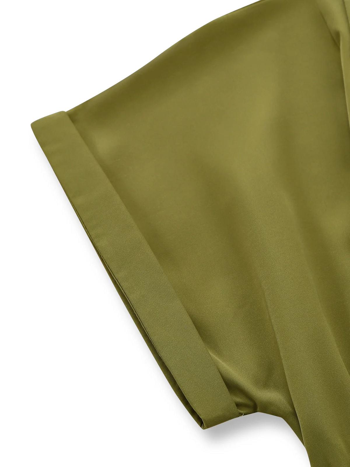 Green 1930s Lapel Single-Breasted Slit Shirt Dress - Image 5