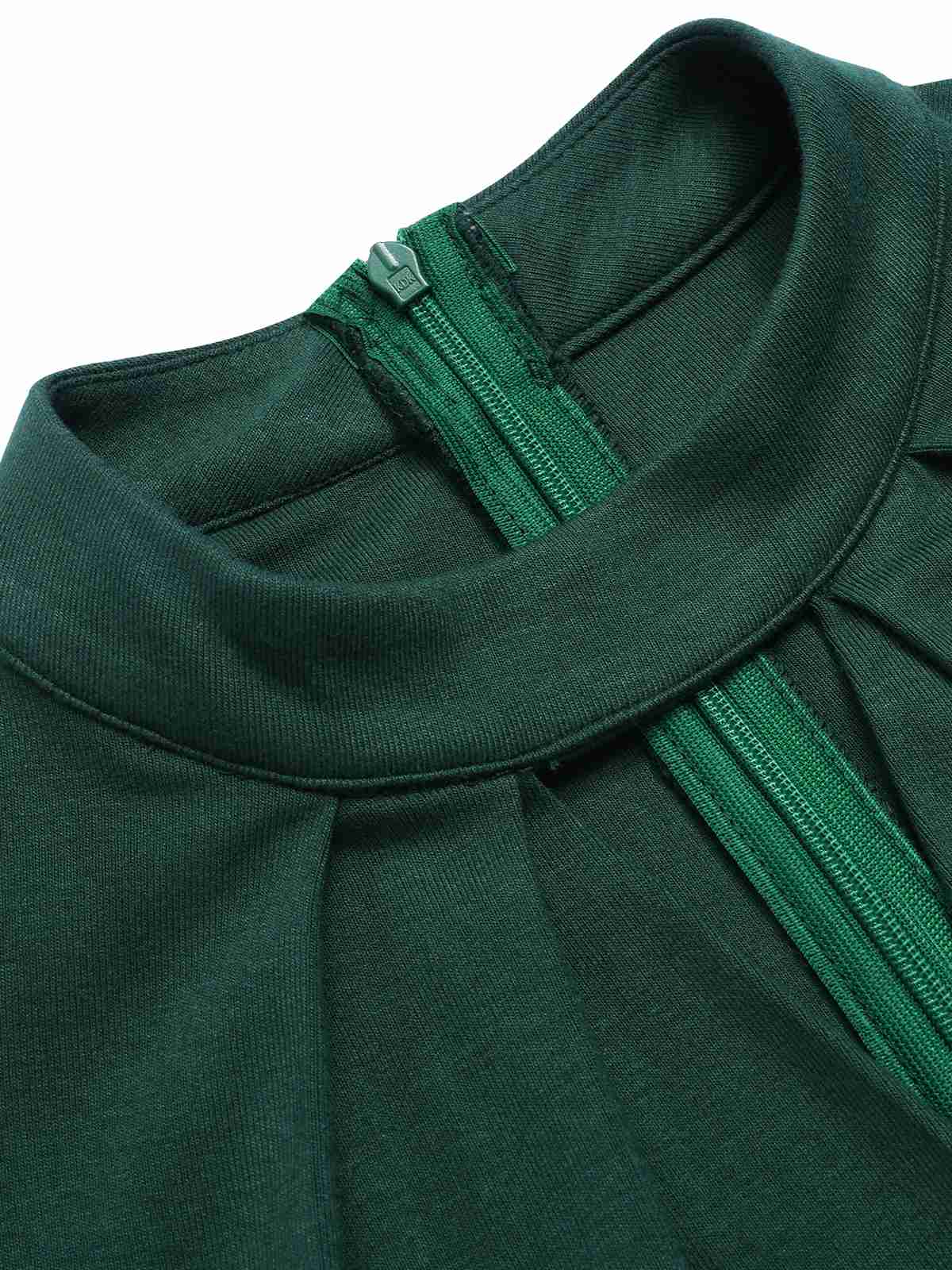 Green 1930s Plaid Keyhole Neck Belted Jumpsuit - Image 7