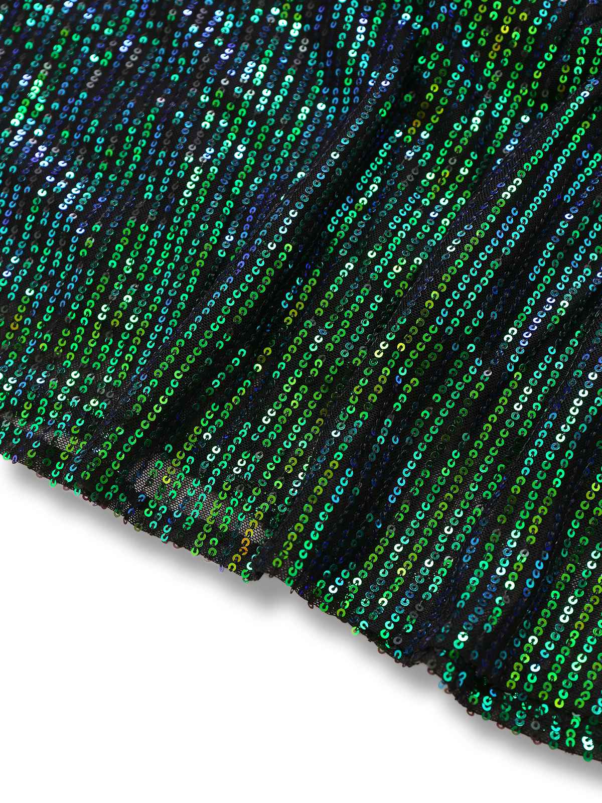 Green 1930s Sequin Deep V Tulle Sleeveless Dress - Image 7