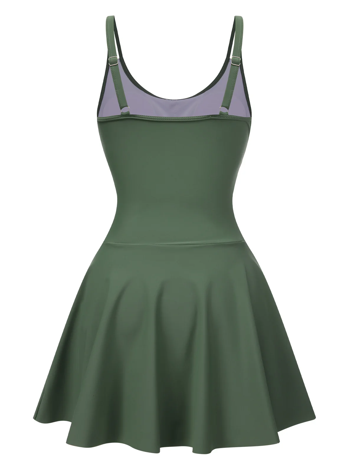 Green 1930s Solid Bow Straps Swim Dress - Image 3