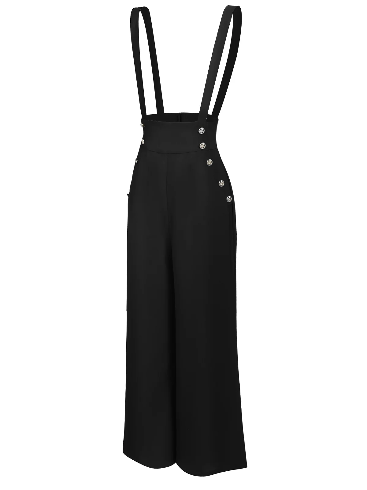 [Pre-Sale] Black 1930s Solid Suspender Pants - Image 4