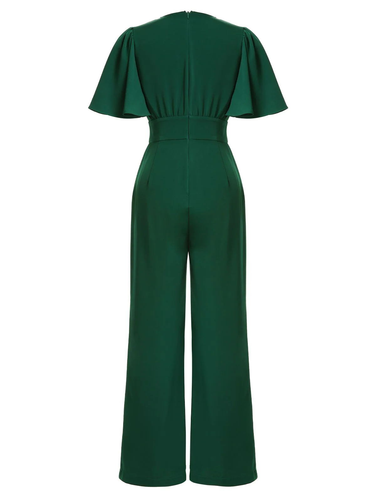 Green 1930s Solid V-Neck Jumpsuit - Image 4