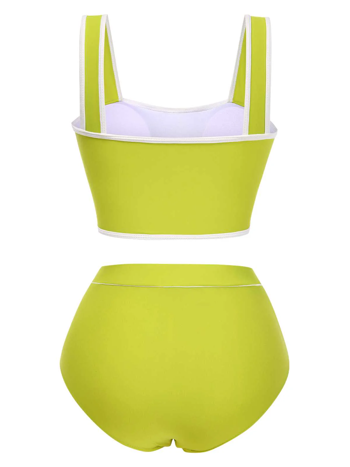 Green 1930s Strap High Waist Button Swimsuit - Image 3