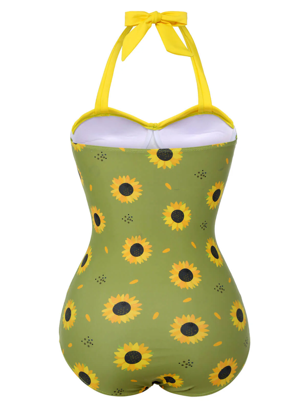 Green 1930s Sunflowers Halter Swimsuit - Image 4