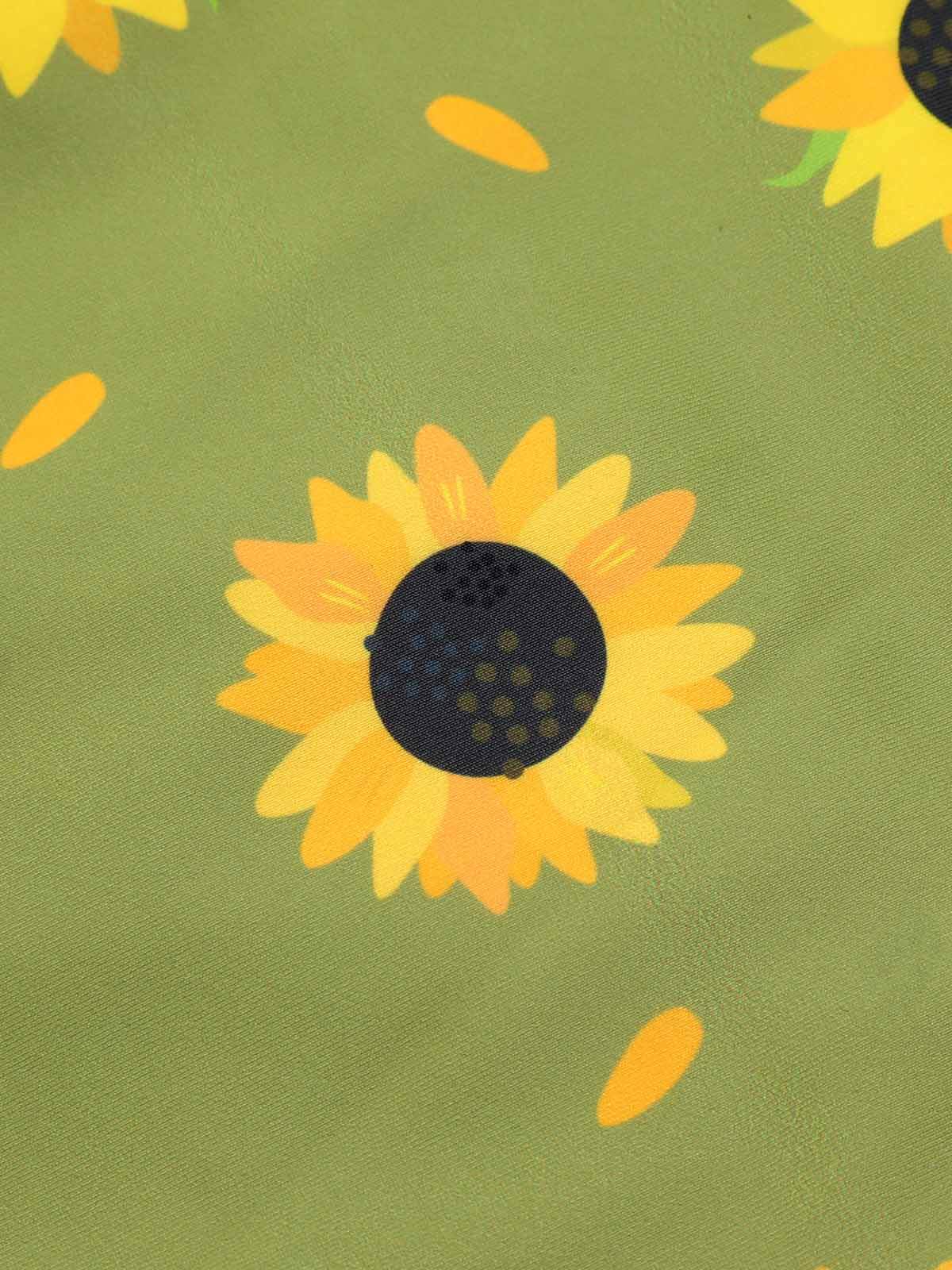 Green 1930s Sunflowers Halter Swimsuit - Image 7
