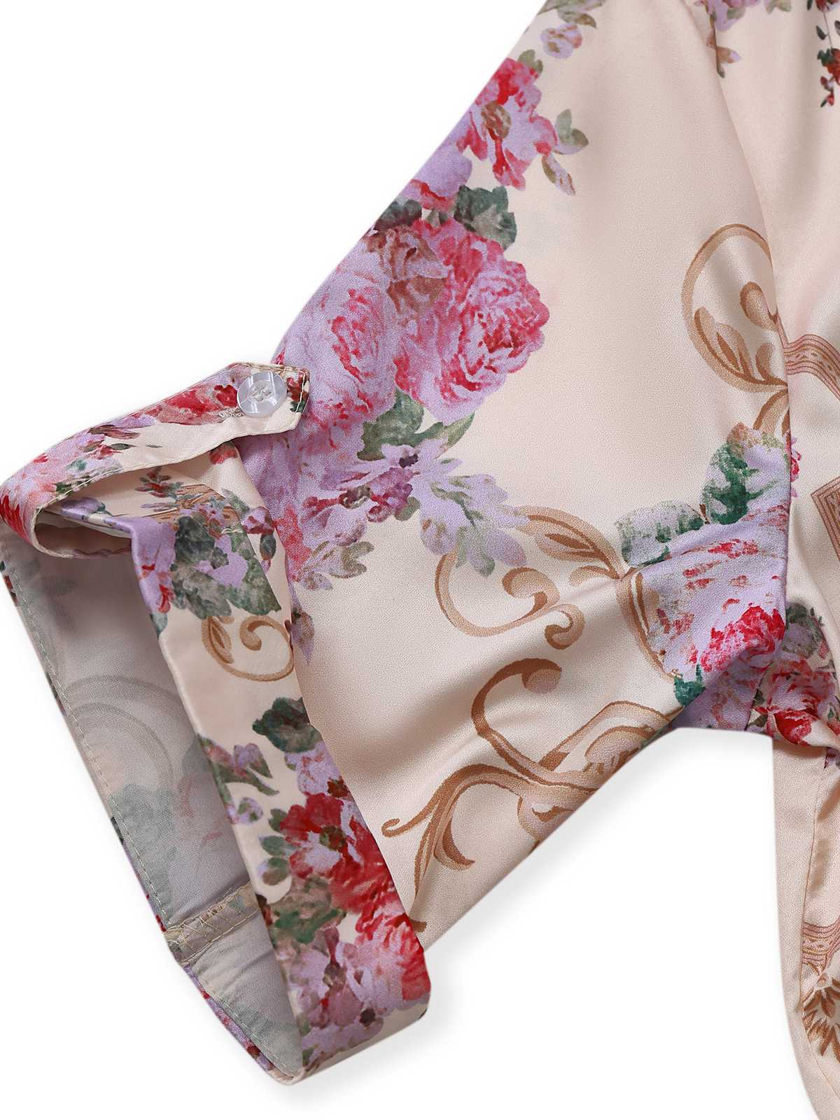Green 1930s Symmetrical Floral Shirt Collar Jumpsuit - Image 5