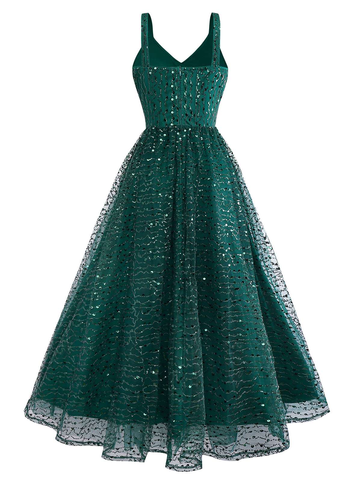 Green 1930s Twisted Sequin Mesh Dress - Image 3