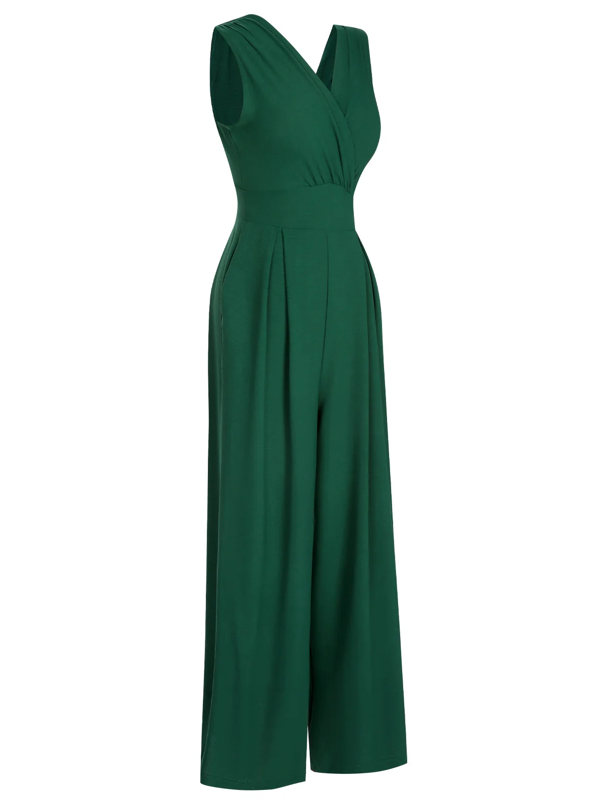 Green 1930s V-Neck Sleeveless Jumpsuit - Image 2