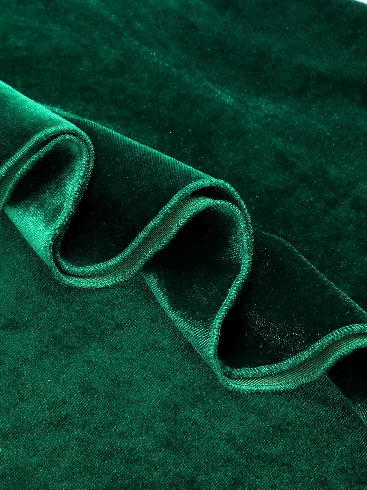 Green 1930s Velvet Off-Shoulder Ruffle-Trim Mermaid Dress - Image 6