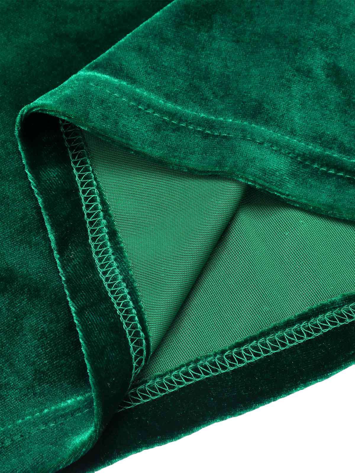 Green 1930s Velvet Off-Shoulder Ruffle-Trim Mermaid Dress - Image 8