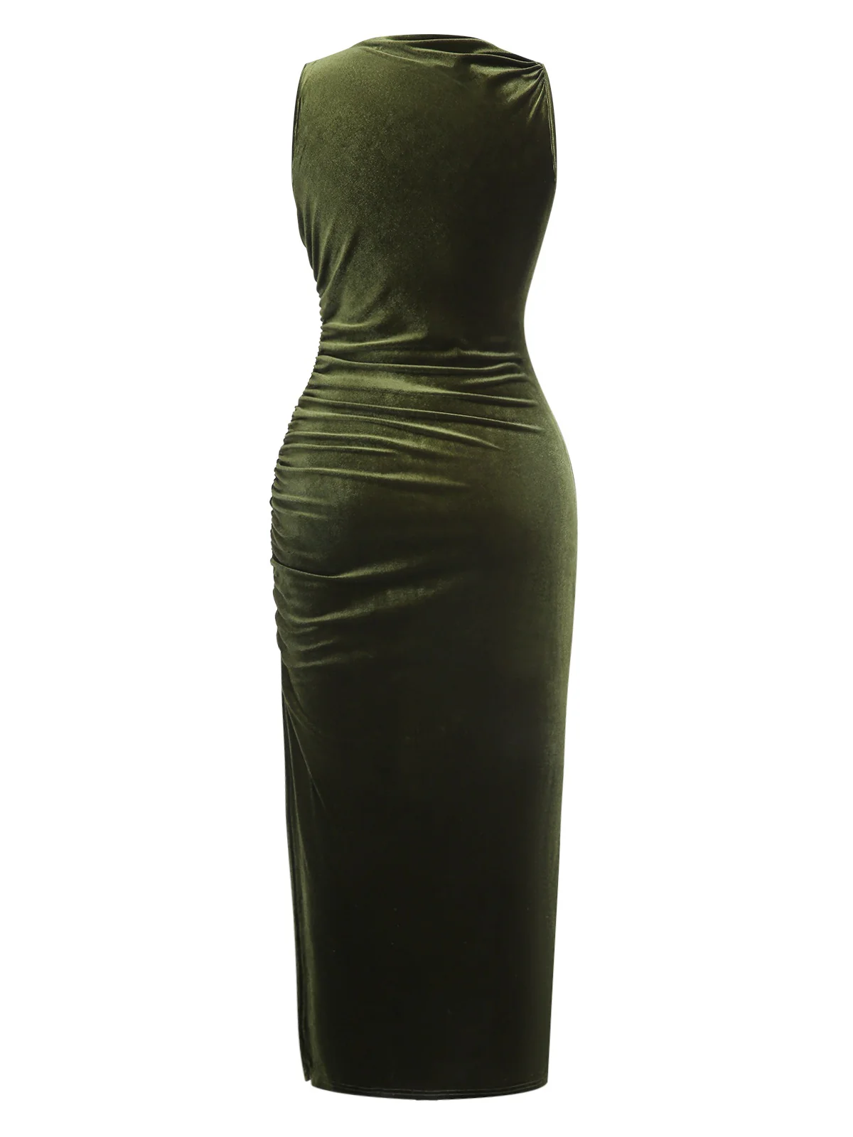 Green 1930s Velvet Pleated Bodycon Dress - Image 4