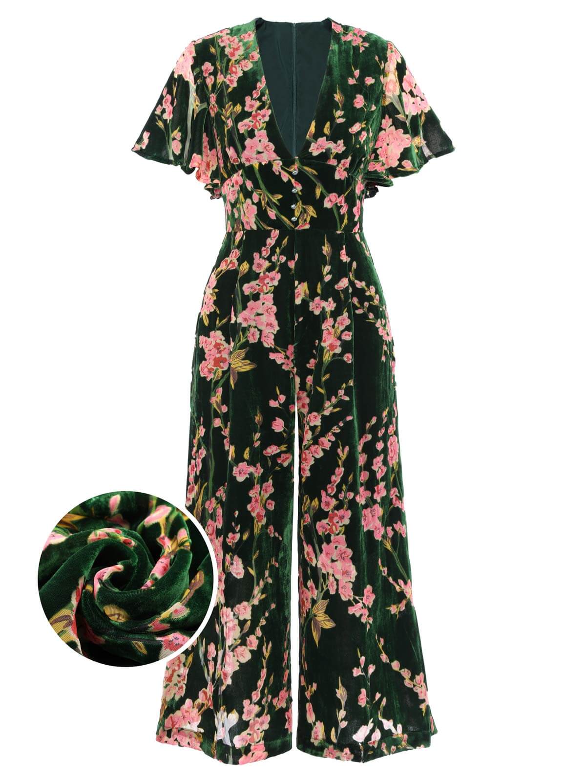 Green 1930s Velvet Vintage Jumpsuit - Image 2
