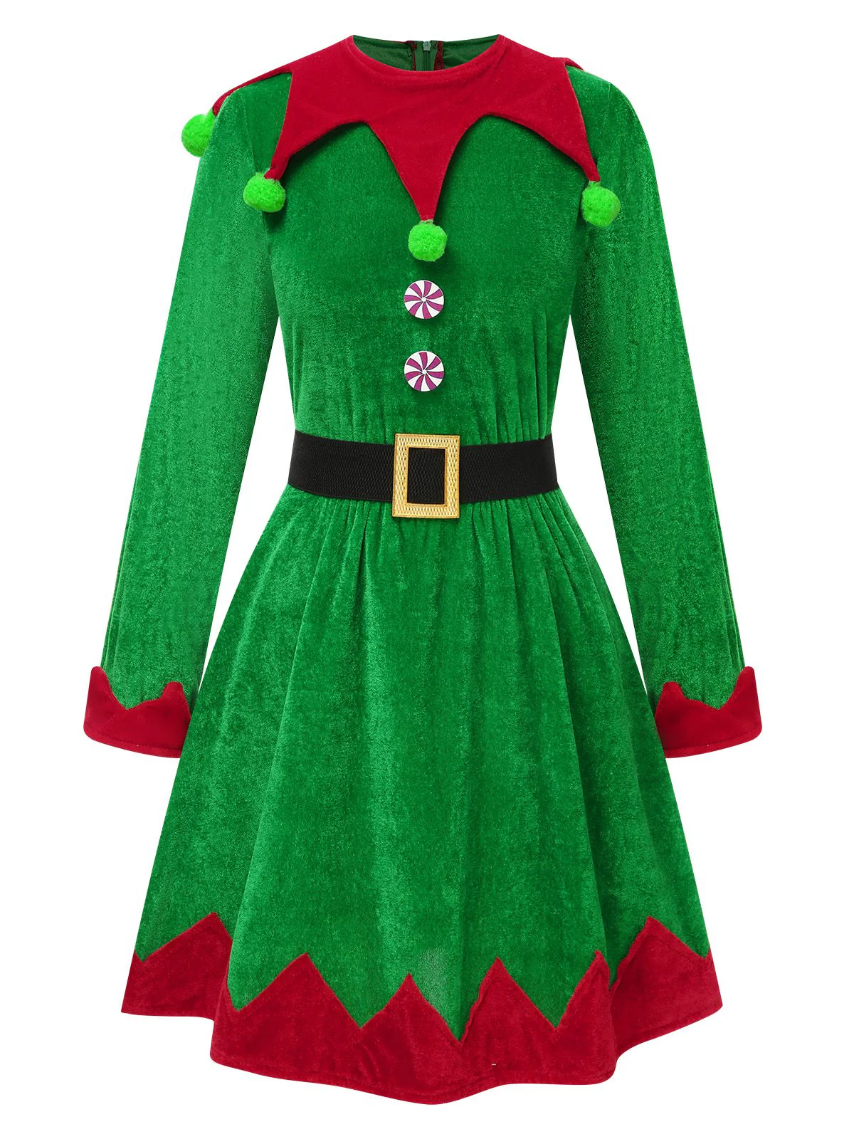 Green 1940s Christmas Elf Dress Set - Image 2