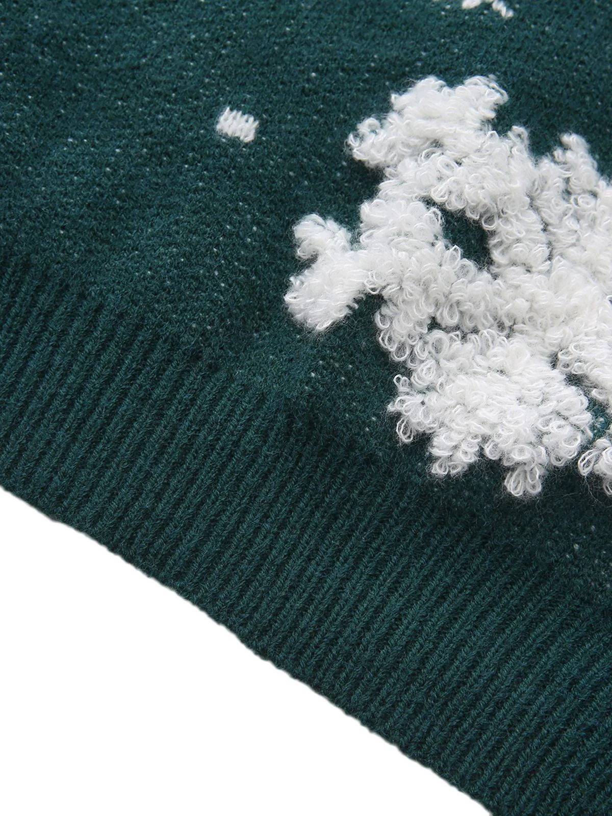 1940s Christmas Fleece-Snowflake Turtleneck Sweater - Image 5