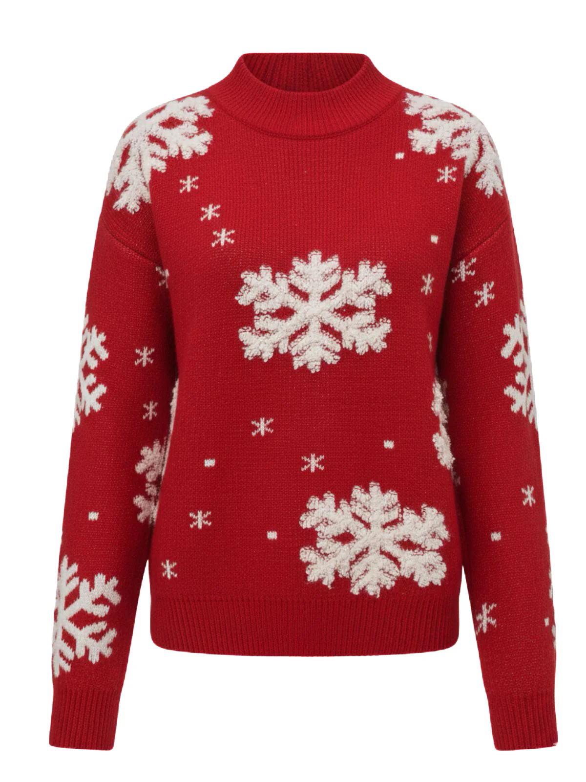 1940s Christmas Fleece-Snowflake Turtleneck Sweater - Image 7
