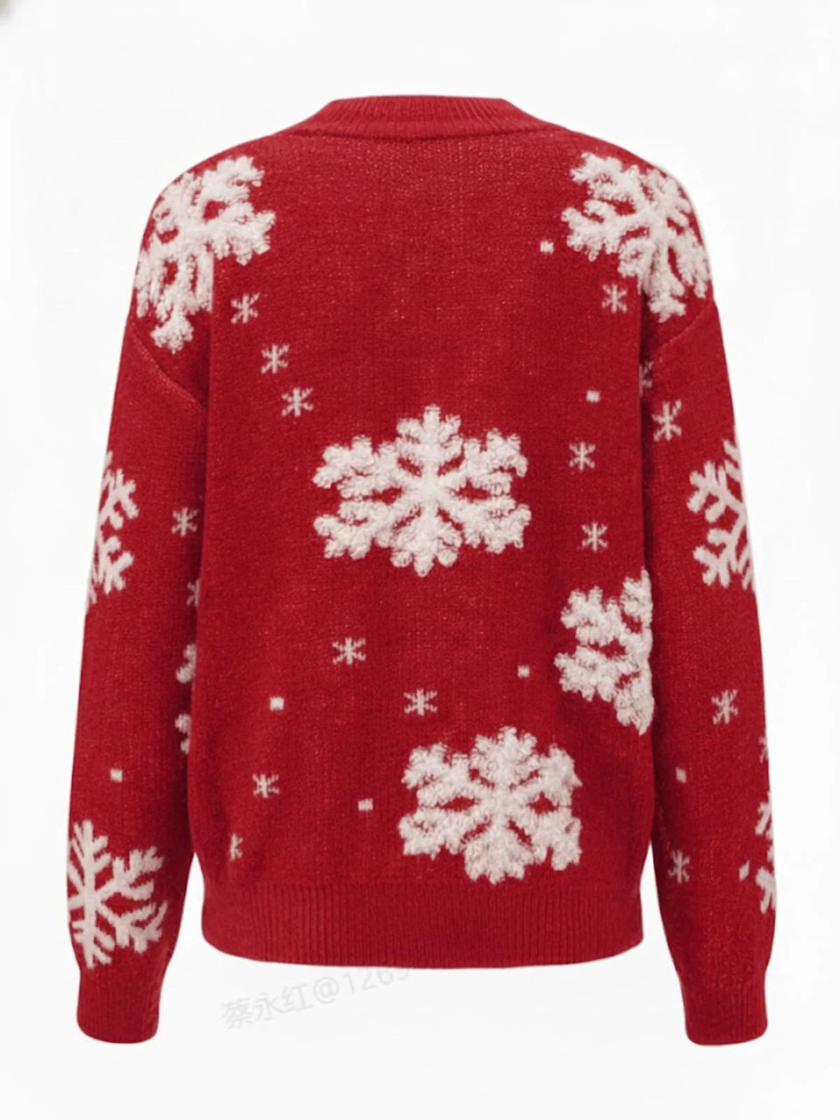 1940s Christmas Fleece-Snowflake Turtleneck Sweater - Image 8