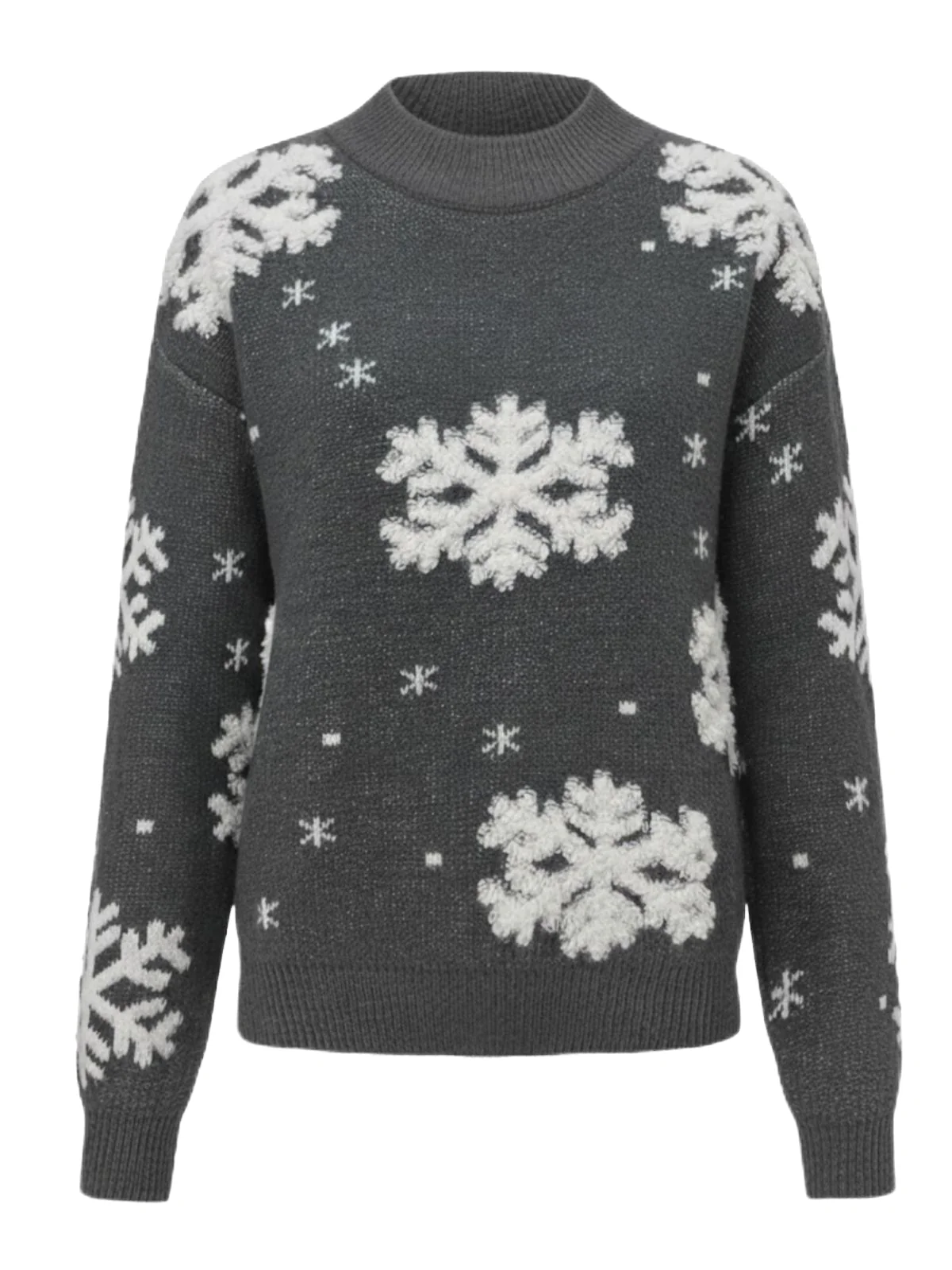 1940s Christmas Fleece-Snowflake Turtleneck Sweater - Image 9