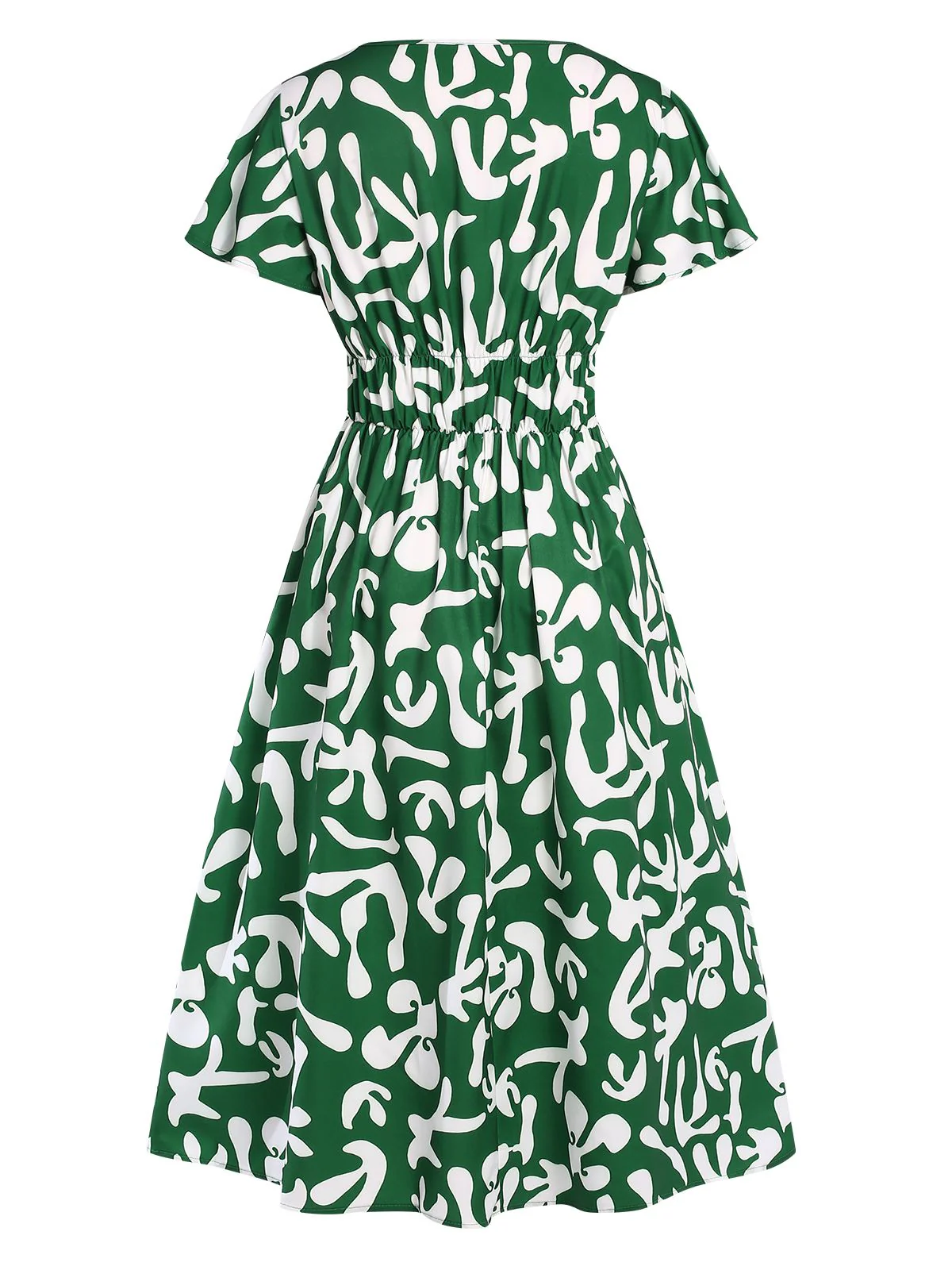 Green 1940s Colorblock Cap Dress - Image 2