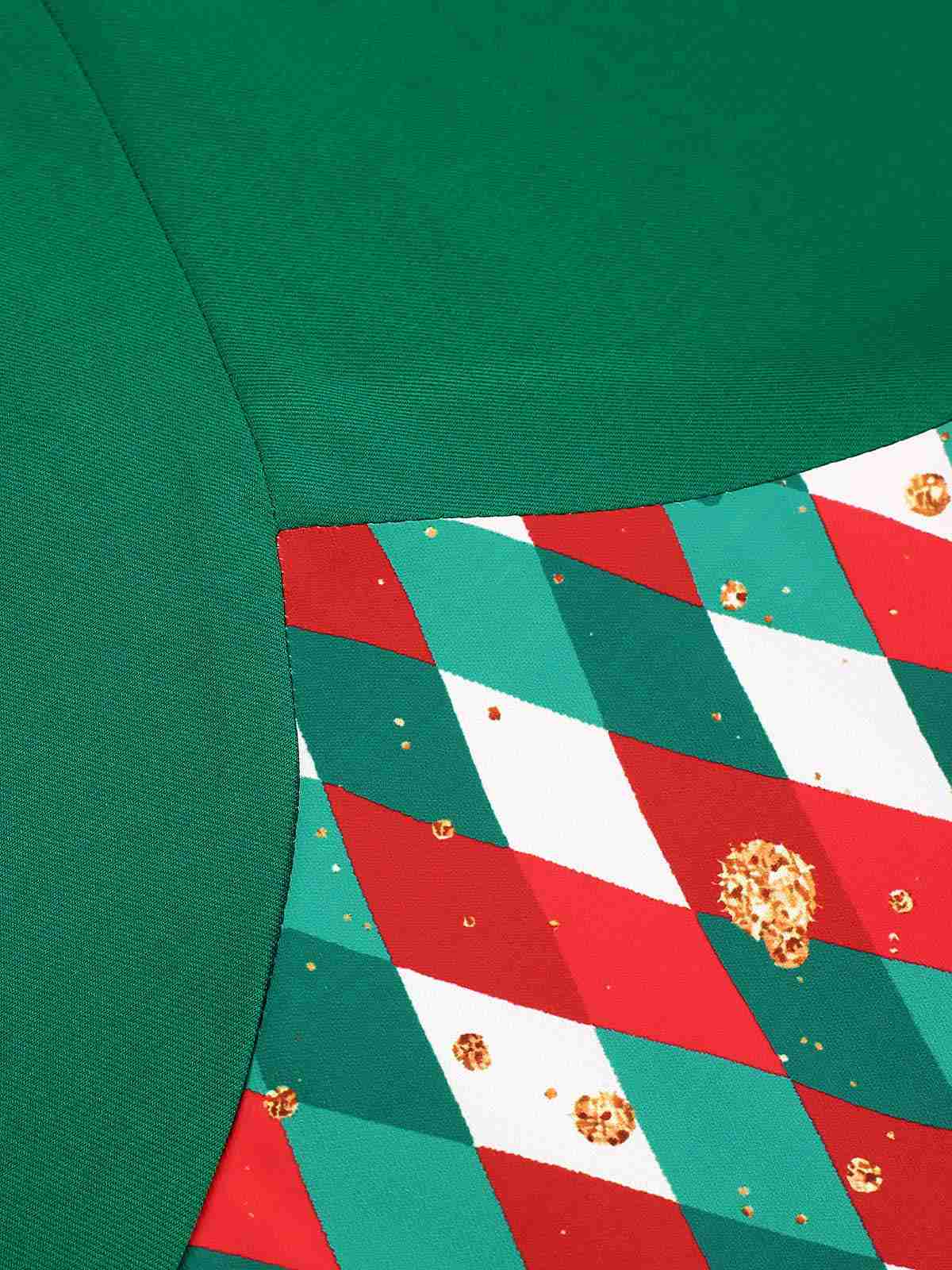 Green 1940s Colorful Plaid Notched Collar Dress - Image 7
