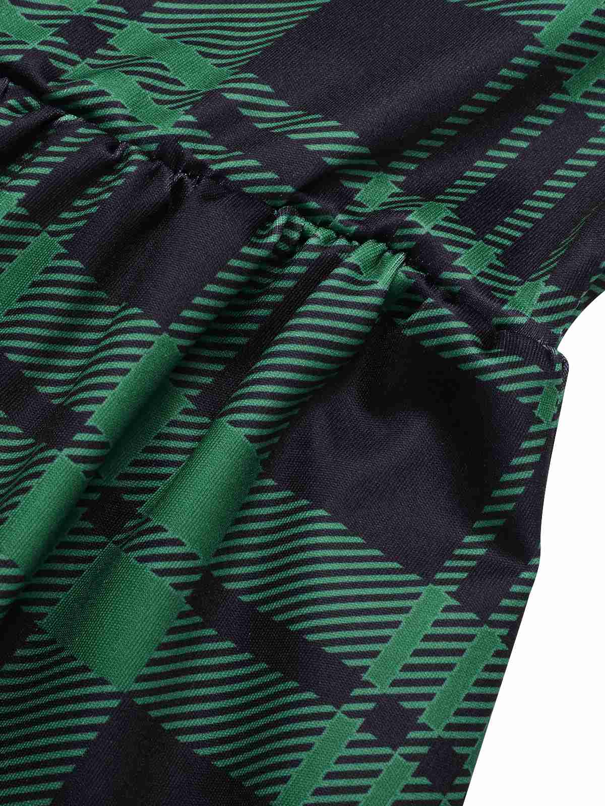 Green 1940s Crew Neck Tartan Dress - Image 4