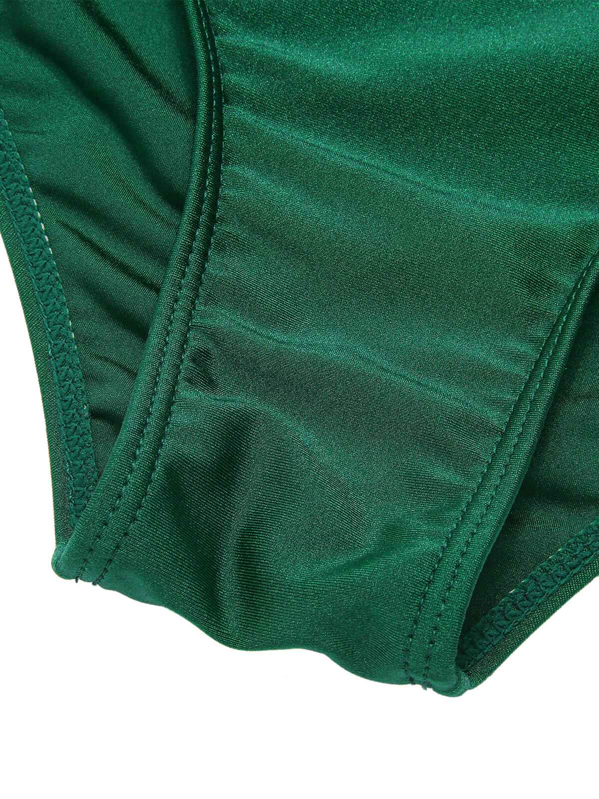 Green 1940s Daisy Patchwork One-Piece Swimsuit - Image 7