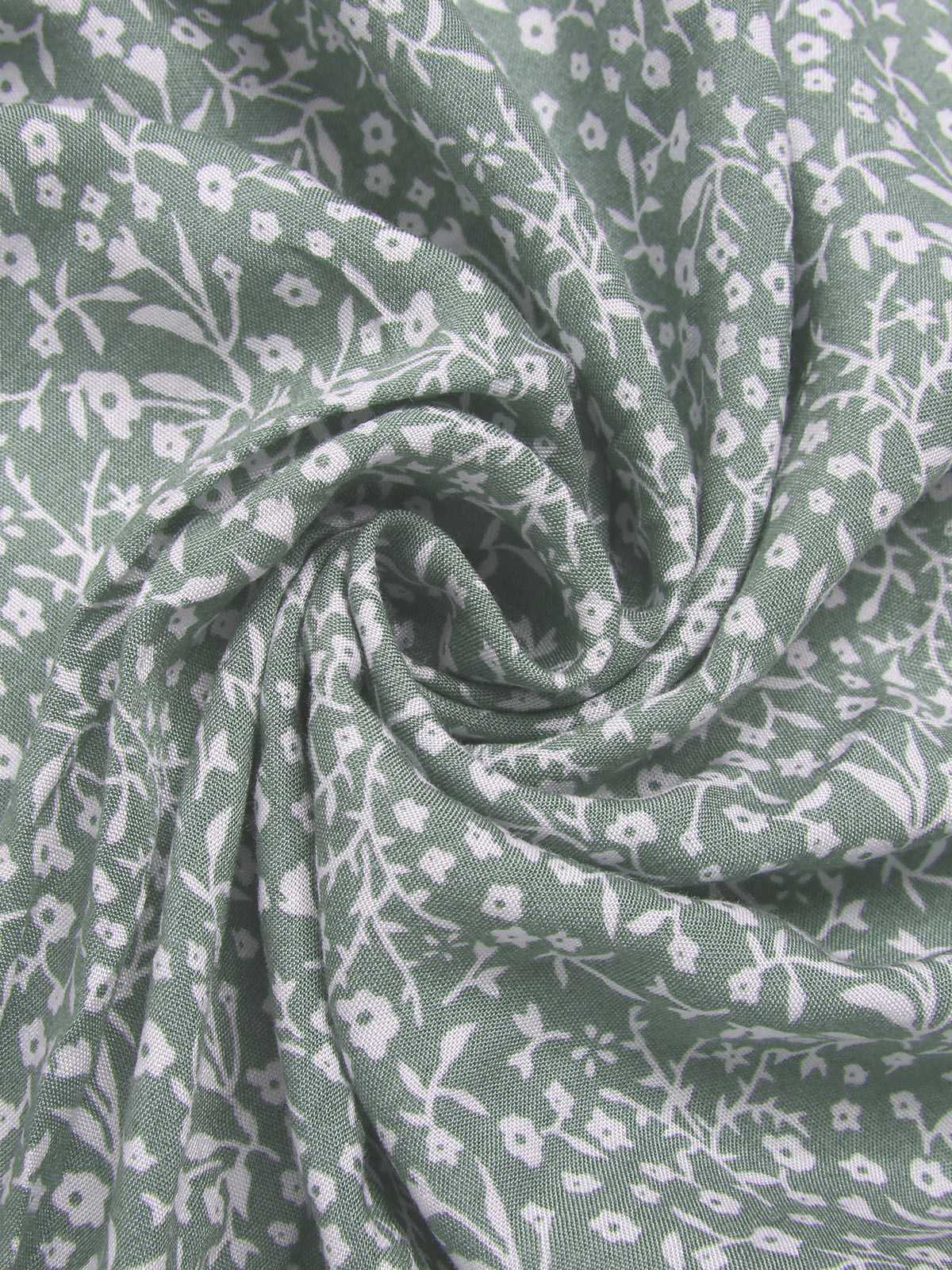 Green 1940s Ditsy Floral Flounce Sleeve Dress - Image 4
