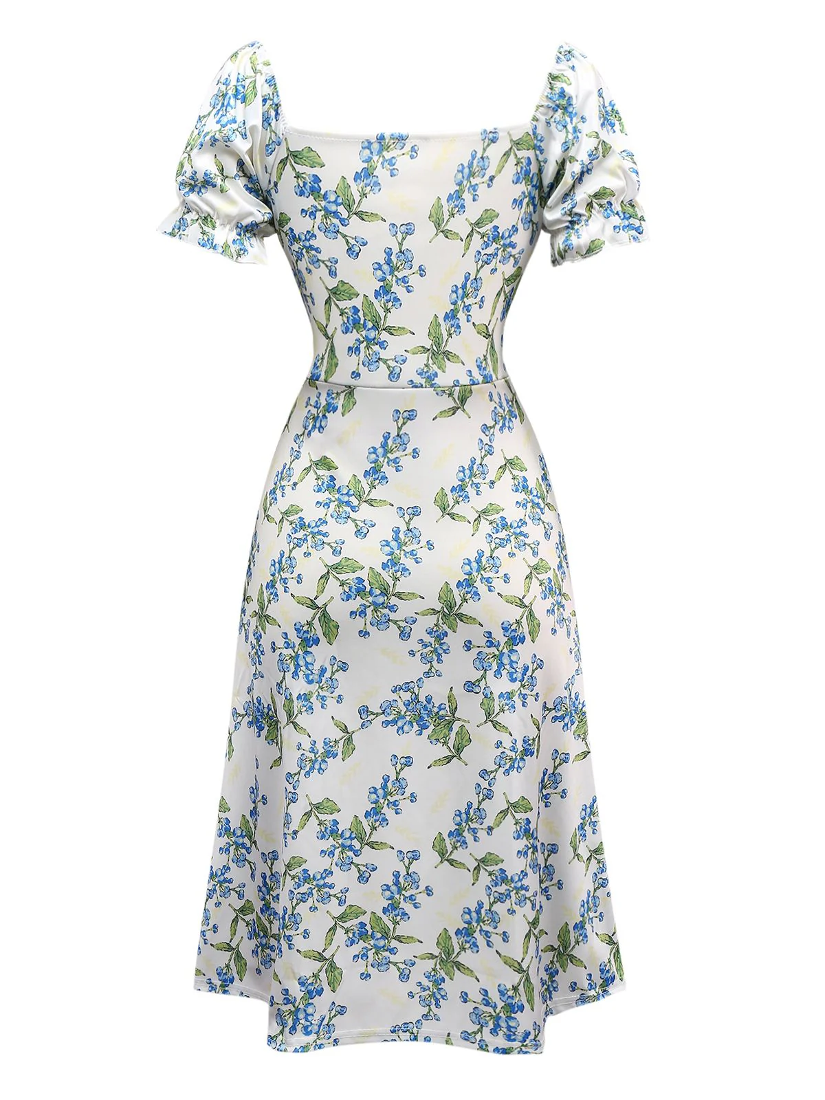Green 1940s Floral Bow Tie Dress - Image 2