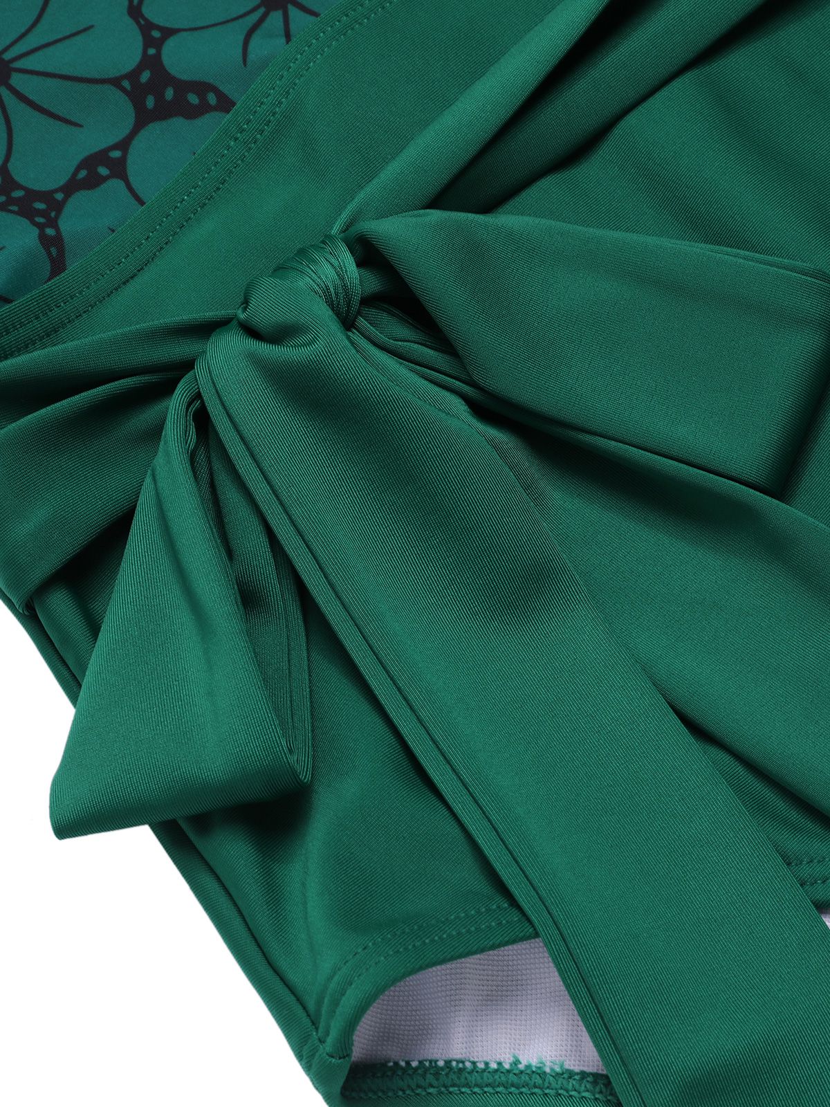 Green 1940s Floral Deep V-Neck Halter Swimsuit - Image 4
