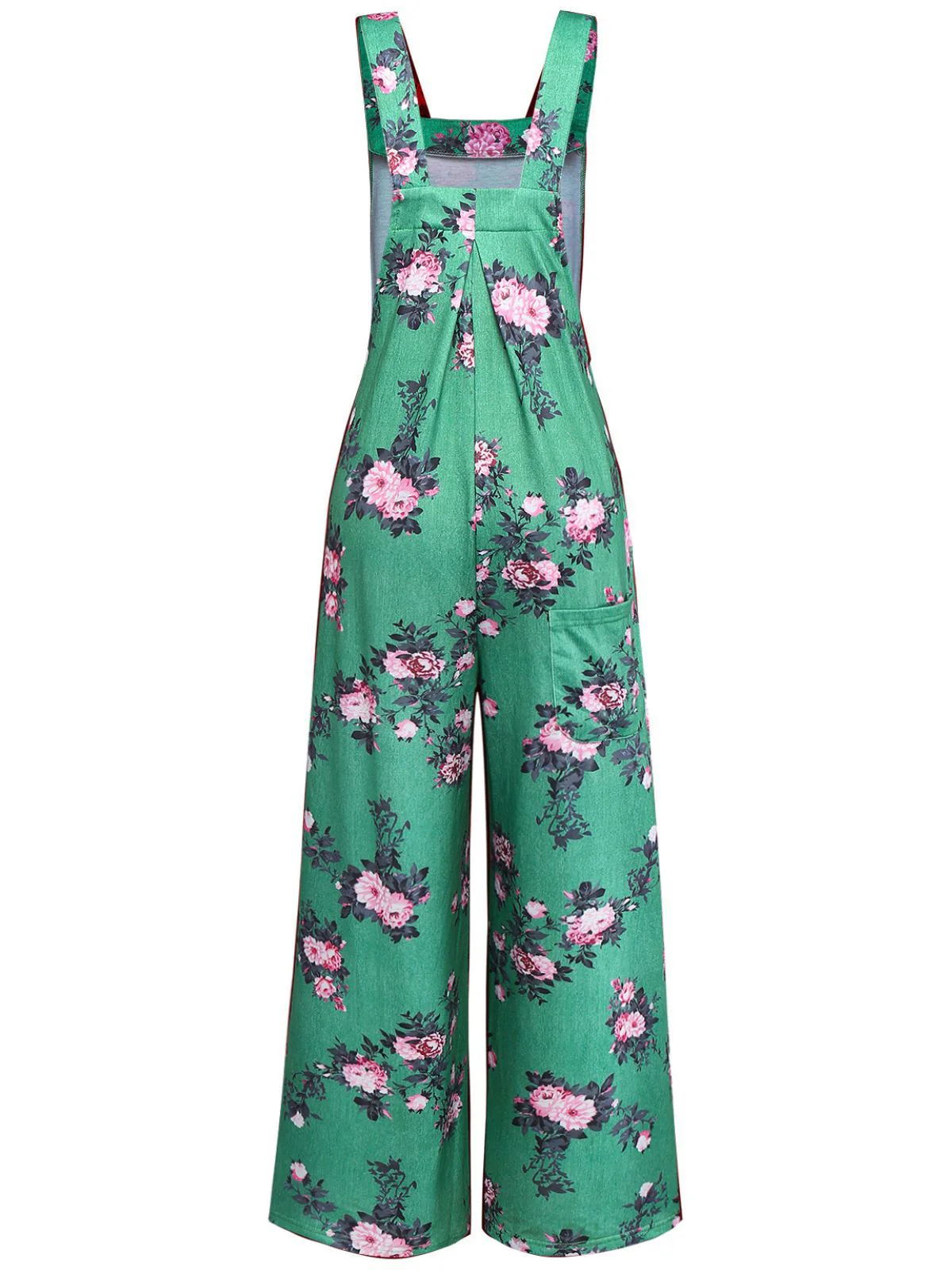 Green 1940s Floral Print Wide-Legged Jumpsuit - Image 3