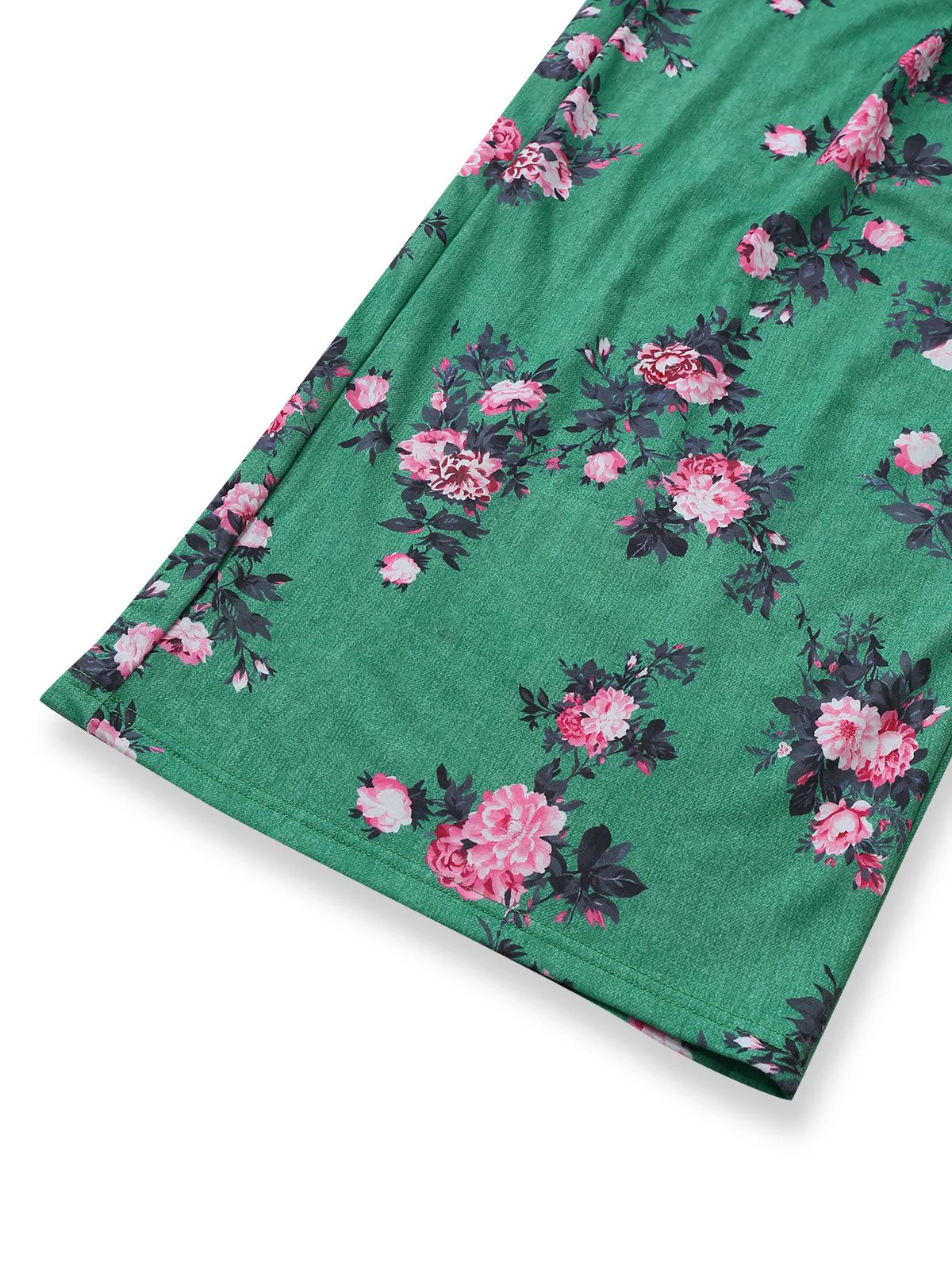 Green 1940s Floral Print Wide-Legged Jumpsuit - Image 5