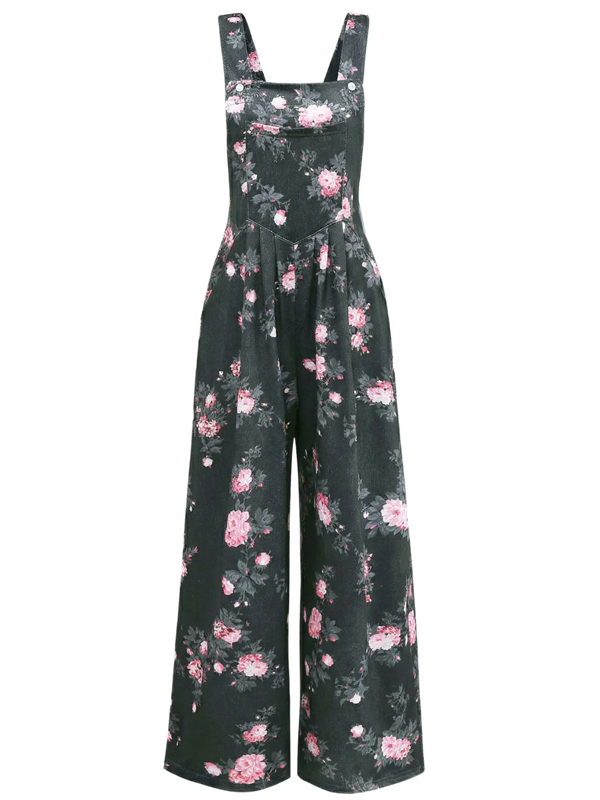 Green 1940s Floral Print Wide-Legged Jumpsuit - Image 7