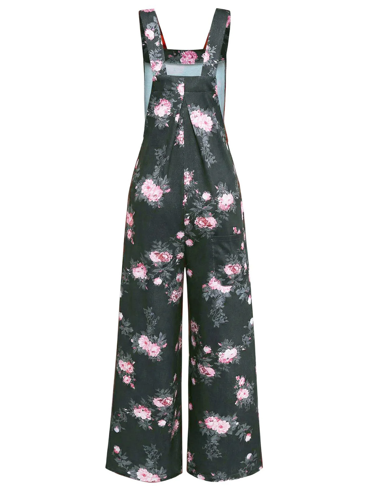 Green 1940s Floral Print Wide-Legged Jumpsuit - Image 8