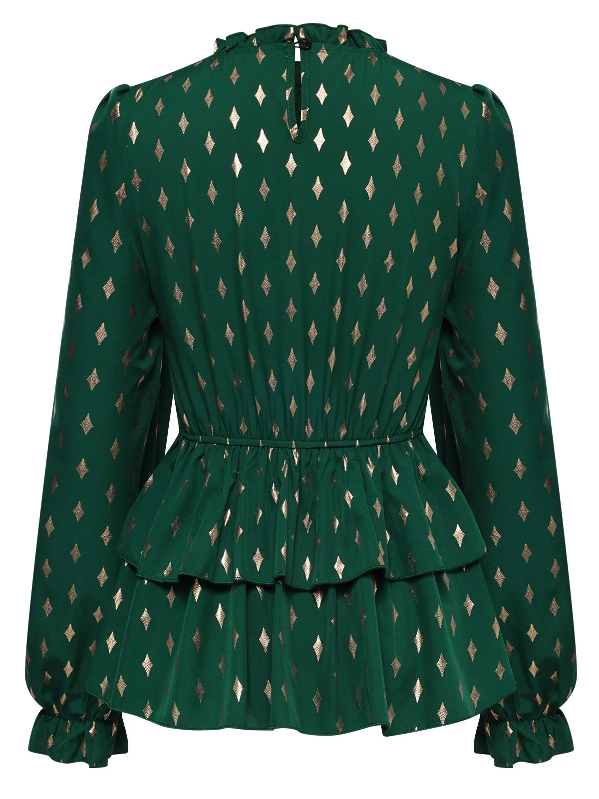Green 1940s Geometric Lantern Blouse - Image 2