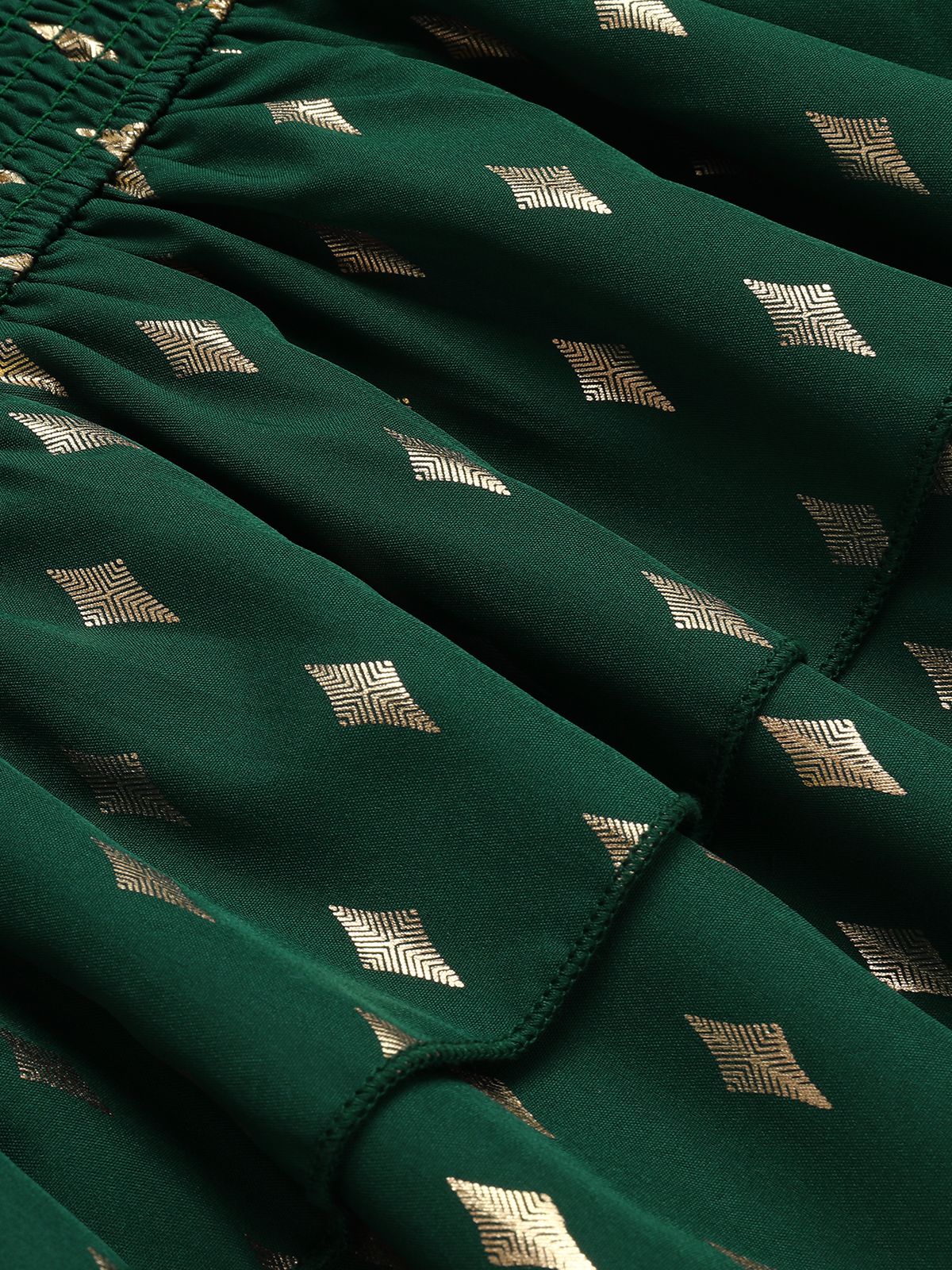 Green 1940s Geometric Lantern Blouse - Image 4