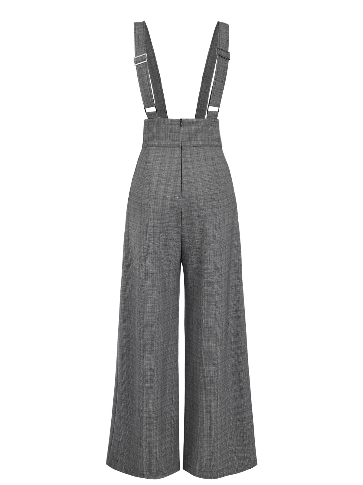 Gray 1940s Glen Plaid Buttoned Overall Pants - Image 4