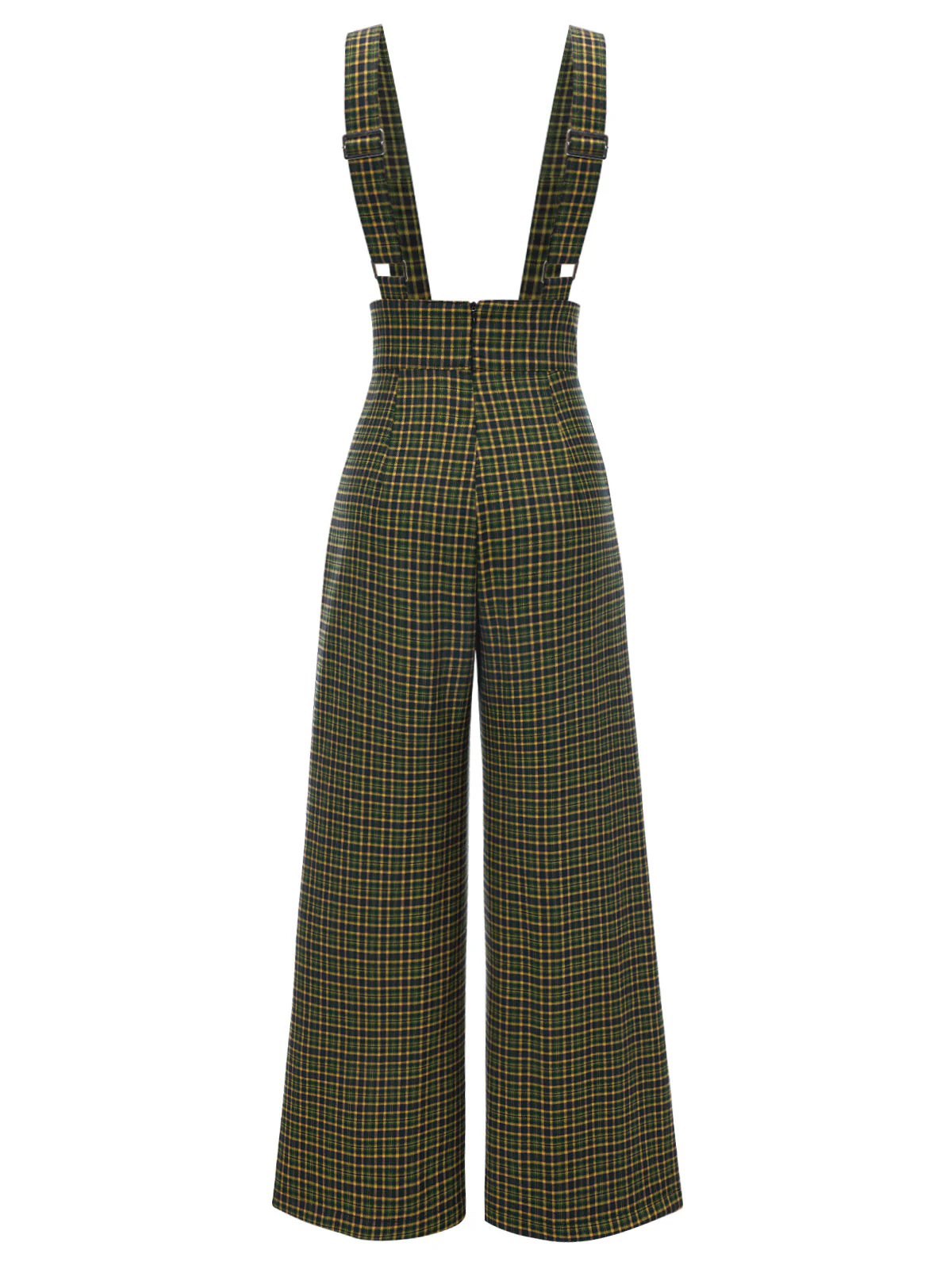 Gray 1940s Glen Plaid Buttoned Overall Pants - Image 11