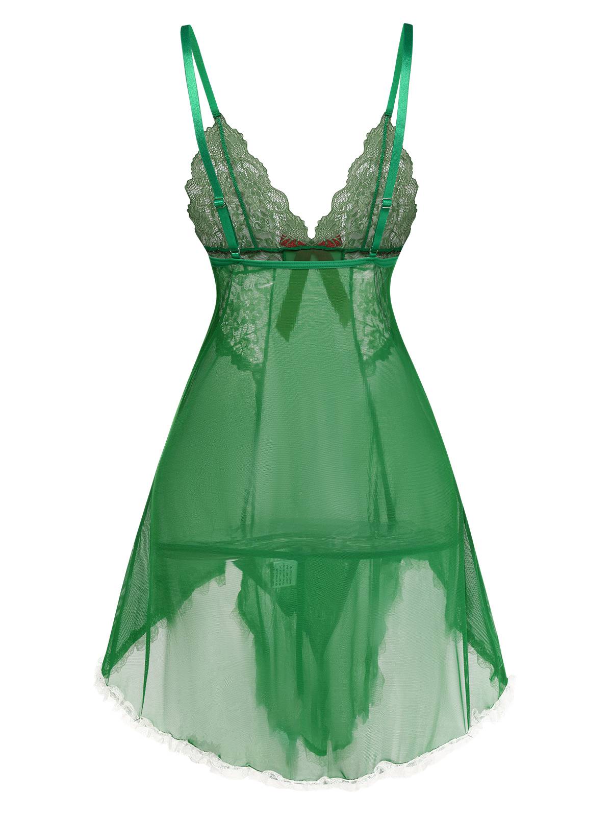 Green 1940s Lace Patchwork Sheer Nightgown - Image 4