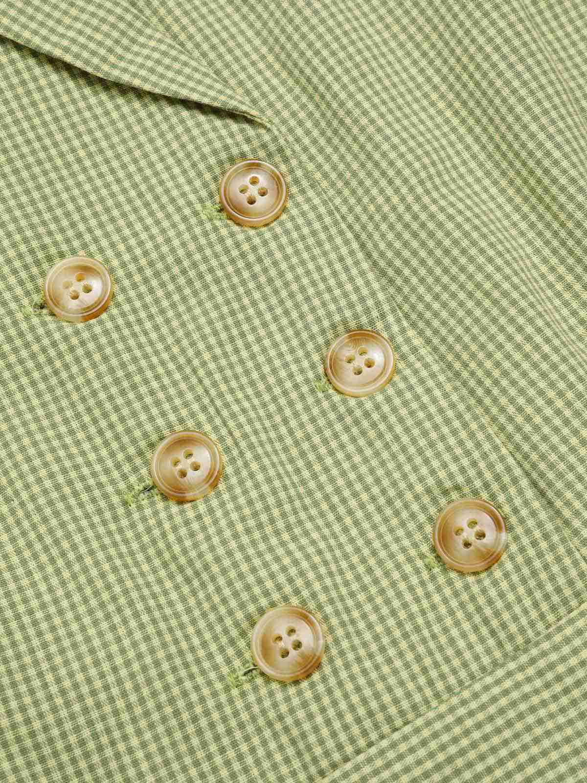 Green 1940s Lace Plaid Cotton Patchwork Dress - Image 10