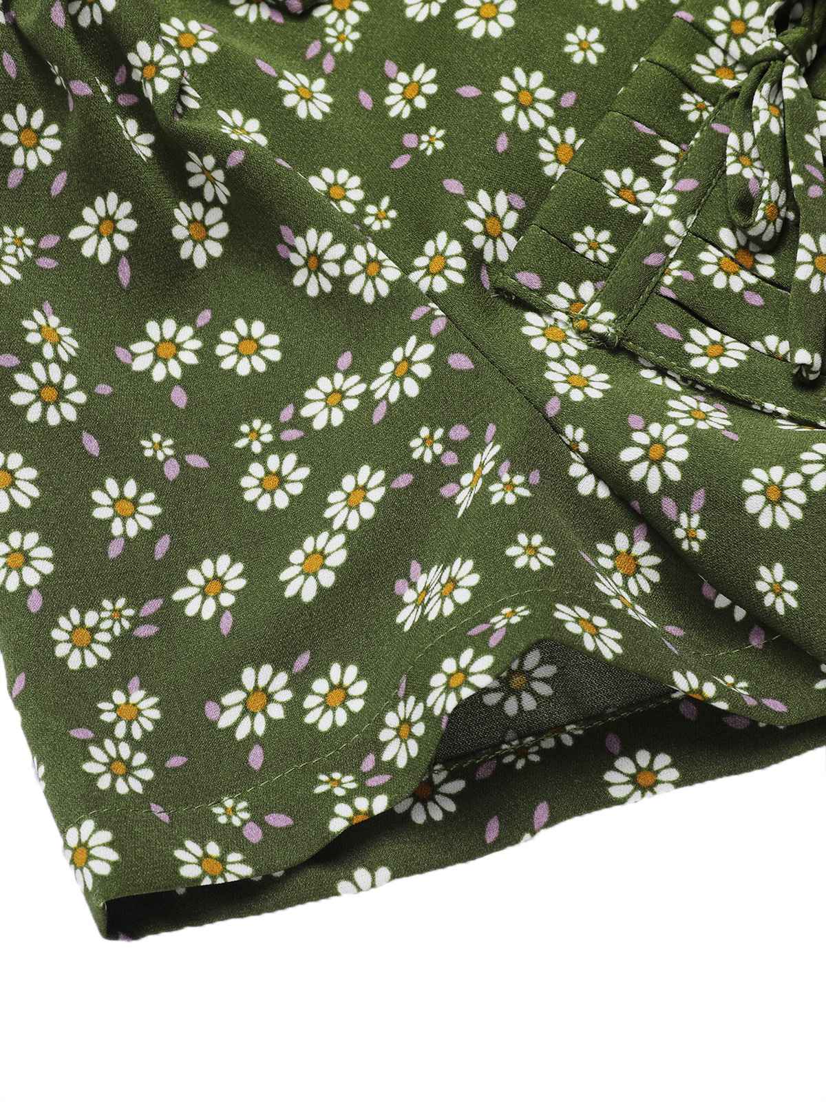 Green 1940s Lapel Buttons Ditsy Floral Dress - Image 5