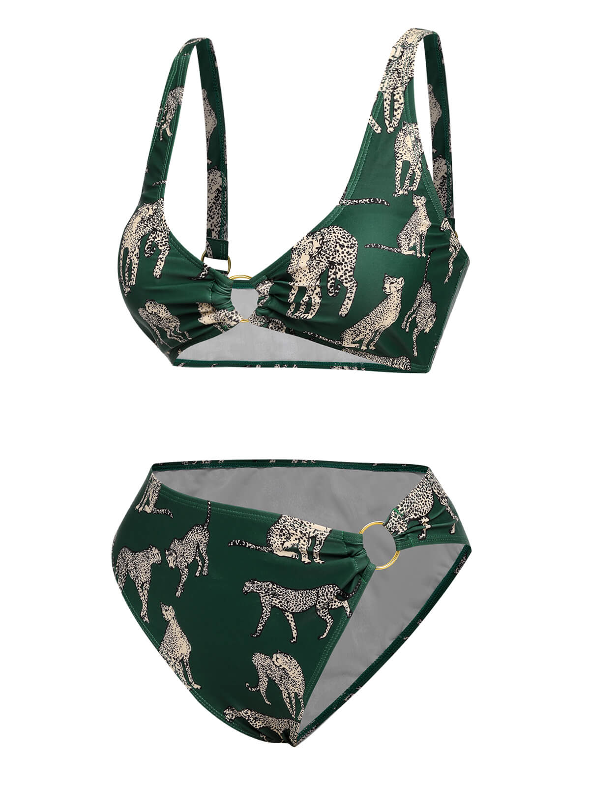 Green 1940s Leopard Halter Split Swimsuit - Image 3